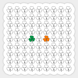 St Patricks Day Shamrock Pattern with Green White Orange Sticker